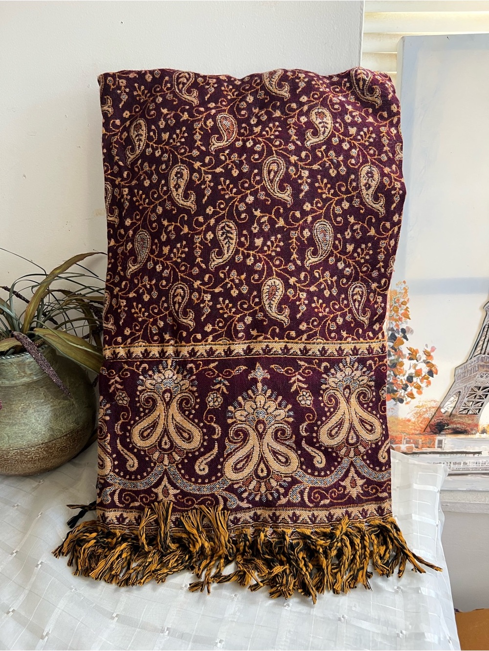 Parsley yak wool shawl Himalayan handmade